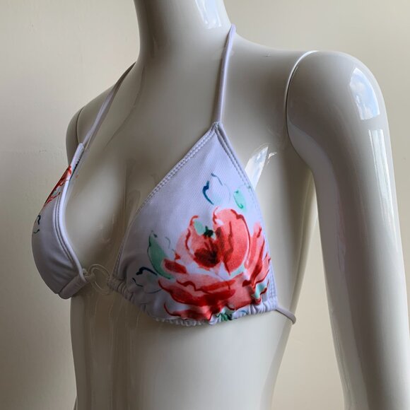 Guess white floral print triangle top tie side bikini - Picture 5 of 8